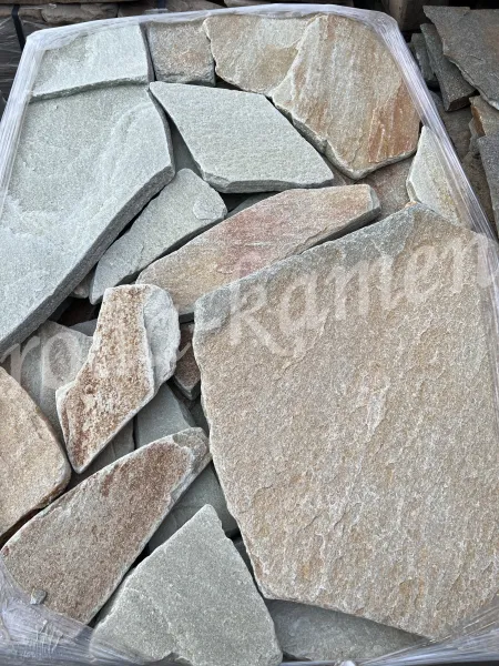 Галтованный плитняк златолит «салатовый» (переходной)